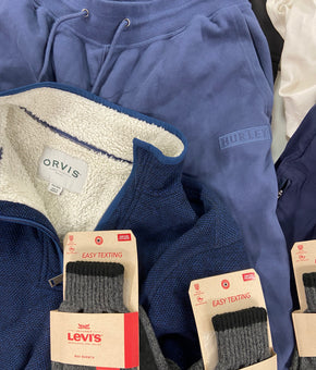 Men's Clothing Assorted Wholesale Lot, HURLEY, LEVI'S, EDDIE BAUER, WEATHERPROOF, ORVIS and more, 10 items, Shelf Pulls, MSRP $624