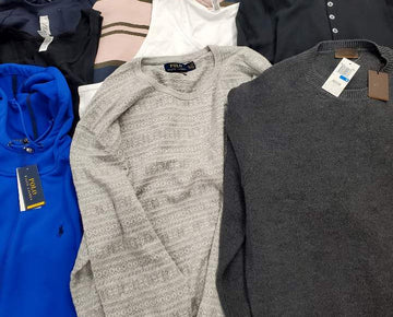 Men's Clothing Tops Wholesale Lot, ALTEA, POLO RALPH LAUREN, AMERICAN APPAREL, 18 Items, Shelf Pulls, MSRP $891