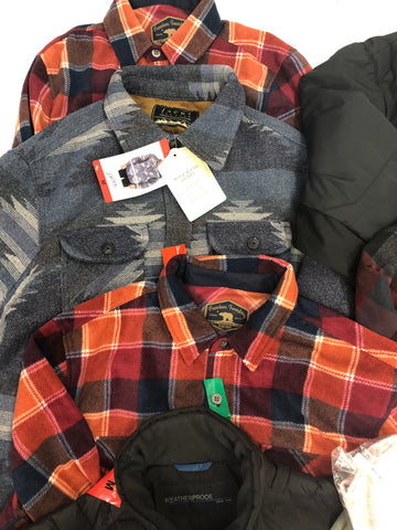 Men's Clothing Jackets and Tops, Wholesale Lot, WEATHERPROOF, RUGGED ELEMENTS, FREEDOM FOUNDRY, HITEC, JACHS NY, and more, 10 items, Shelf Pulls, MSRP $662