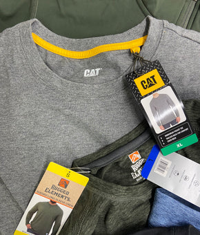 Men's Clothing Tops Wholesale Lot, RUSSELL ATHLETIC, RUGGED ELEMENT, CHAMPION, AMERICAN APPAREL and more, 16 items, Shelf Pulls, MSRP $664