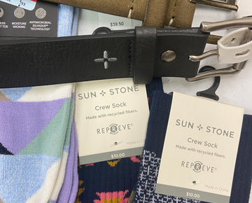 Men's Socks & Belts Wholesale Lot, CLUB ROOM, SUN + STONE and more, 34 items, Shelf Pulls, MSRP $592