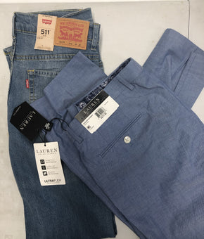 Men's Clothing Bottom Wholesale Lot, POLO RALPH LAUREN, DKNY, LEVI'S, TASSO ELBA, ALFANI and more,  33 Units, Shelf Pulls, MSRP $2,433.49