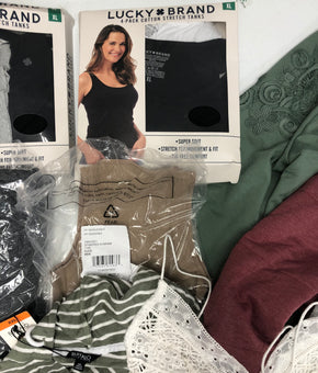 Women's Clothing Tops Wholesale Lot, LUCKY BRAND, POLO RALPH LAUREN, FREE PEOPLE, CALVIN KLEIN, DKNY, THREE DOTS and more, 25 items, Shelf Pulls, MSRP $967