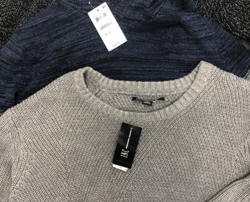 Men's Clothing Tops Sweater Wholesale Lot, SUN + STONE, INC, 18 Units, Shelf Pulls, MSRP $1,222