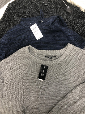 Men's Clothing Tops Sweater Wholesale Lot, SUN + STONE, INC, 18 Units, Shelf Pulls, MSRP $1,222