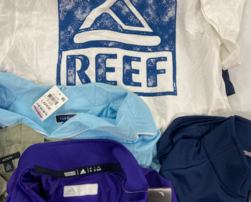 Men's Clothing Golf Shirts & Others Wholesale Lot, ADIDAS, NORTH FACE, PGA TOUR, BASS OUTDOOR, CLUBROOM and more, 17 items, Shelf Pulls, MSRP $808