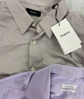Men's Clothing Dress Shirts & Others, Wholesale Lot, THEORY, LEVI'S, CALVIN KLEIN, BLOOMINGDALES, NN07 and more, 9 items, Shelf Pulls, MSRP $763