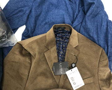 Men's Clothing Blazers and more, Wholesale Lot, LAUREN RALPH LAUREN, TALLIA ORANGE, ALTEA, HAWKE & CO and more, 5 items, Shelf Pulls, MSRP $1,856