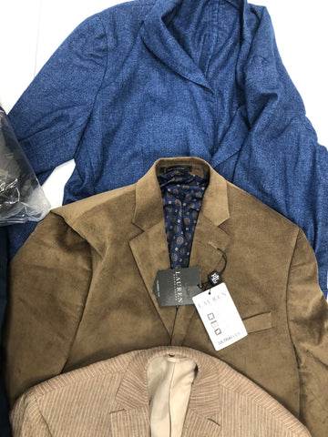 Men's Clothing Blazers and more, Wholesale Lot, LAUREN RALPH LAUREN, TALLIA ORANGE, ALTEA, HAWKE & CO and more, 5 items, Shelf Pulls, MSRP $1,856