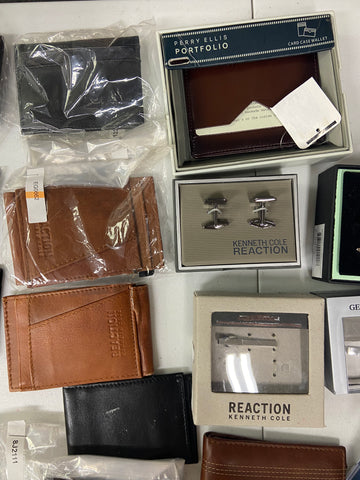 Men's Accessories (Wallets, Card Cases, Cuff Links, Tie Bar) Wholesale Lot, GUESS, GEOFFREY BEENE, RYAN SEACREST, PERRY ELLIS and more, 30 items, CUSTOMER RETURNS