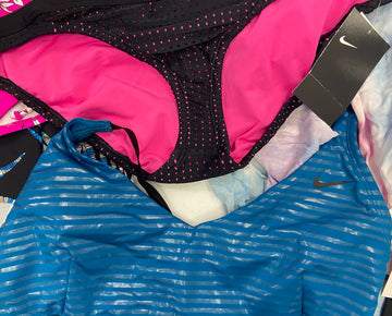Women's Swimwear Wholesale Lot, NIKE, ROD BEATTIE BLEU, RAVIYA, ANNE COLE, ISLAND ESCAPE, CALIFORNIA WAVES and more, 14 items, Shelf Pulls, MSRP $765