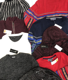Men's Clothing Sweater Wholesale Lot, Buffalo Jeans, Club Room, INC, 9 Units, Shelf Pulls, MSRP $596.49