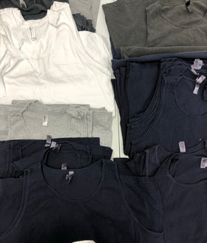 Men's Clothing Tops Sleeveless Wholesale Lot, AMERICAN APPAREL ONLY, 57 Items, Shelf Pulls, MSRP $1,026