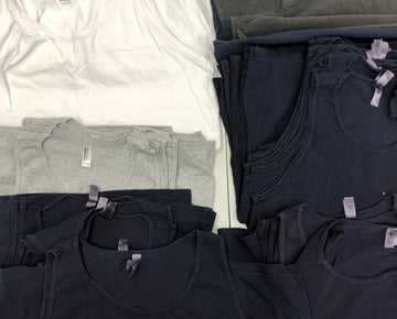 Men's Clothing Tops Sleeveless Wholesale Lot, AMERICAN APPAREL ONLY, 57 Items, Shelf Pulls, MSRP $1,026