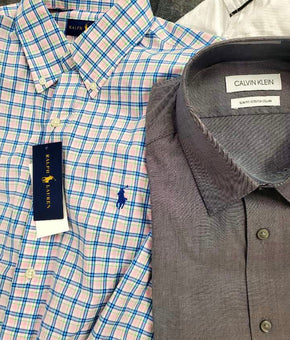 Men's Clothing Tops Wholesale Lot, CALVIN KLEIN, POLO RALPH LAUREN, ALFANI, CLUB ROOM, INC and more,17 Items, Shelf Pulls, MSRP $1,012