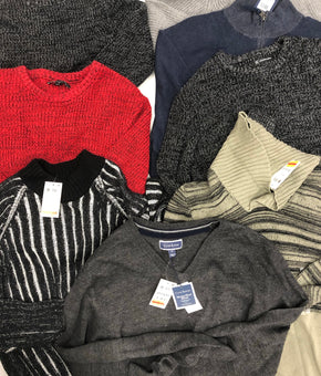 Men's Clothing Sweater Wholesale Lot, Dockers, Club Room, INC, 8 Units, Shelf Pulls, MSRP $571.50