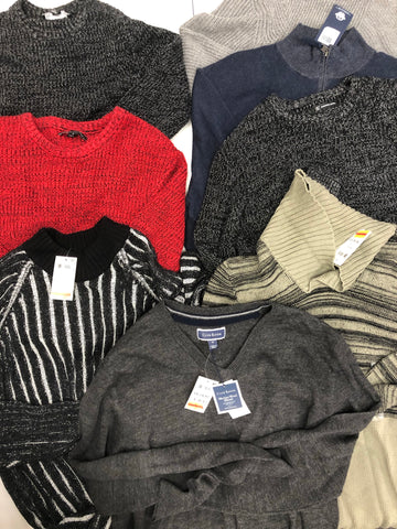 Men's Clothing Sweater Wholesale Lot, Dockers, Club Room, INC, 8 Units, Shelf Pulls, MSRP $571.50