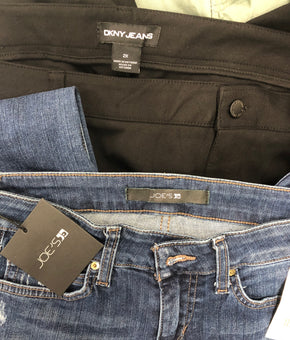 Women's Clothing Jeans & Pants Wholesale Lot, JOE'S JEANS, DKNY, DOCKERS, LEVI'S, CHAMPS, JESSICA SIMPSON and more, 10 items, Shelf Pulls, MSRP $679