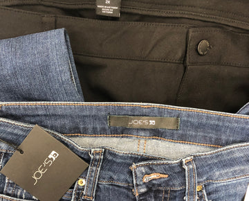 Women's Clothing Jeans & Pants Wholesale Lot, JOE'S JEANS, DKNY, DOCKERS, LEVI'S, CHAMPS, JESSICA SIMPSON and more, 10 items, Shelf Pulls, MSRP $679