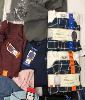 Men's Clothing Polo Shirts and other Tops Wholesale Lot, BANANA REPUBLIC, AMERICAN APPAREL, KIRKLAND, PEBBLE BEACH and more, 18 items, Shelf Pulls, MSRP $670